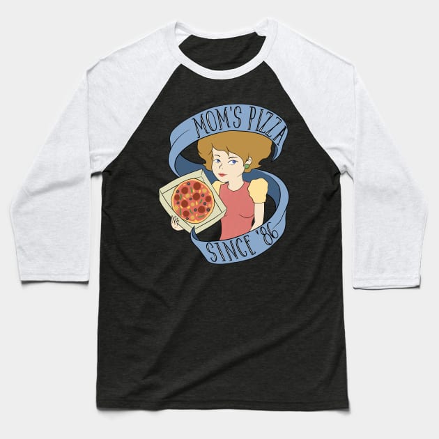 Mom’s Pizza Baseball T-Shirt by drixalvarez